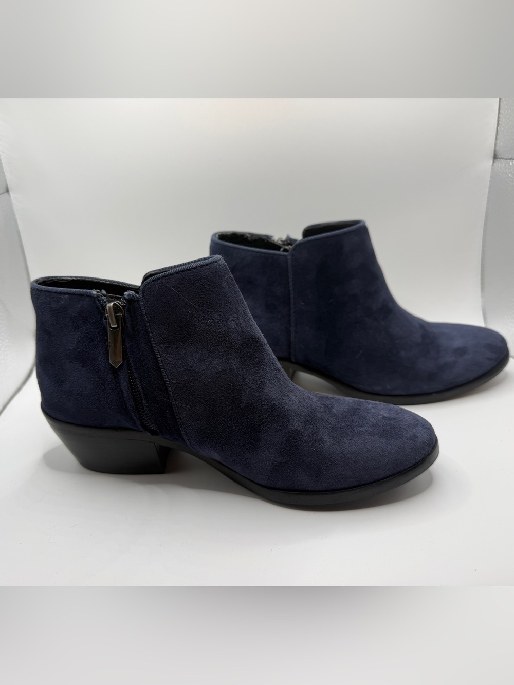 Women's Sam Edelman Navy Suede Ankle Boots with Side Zip size 4